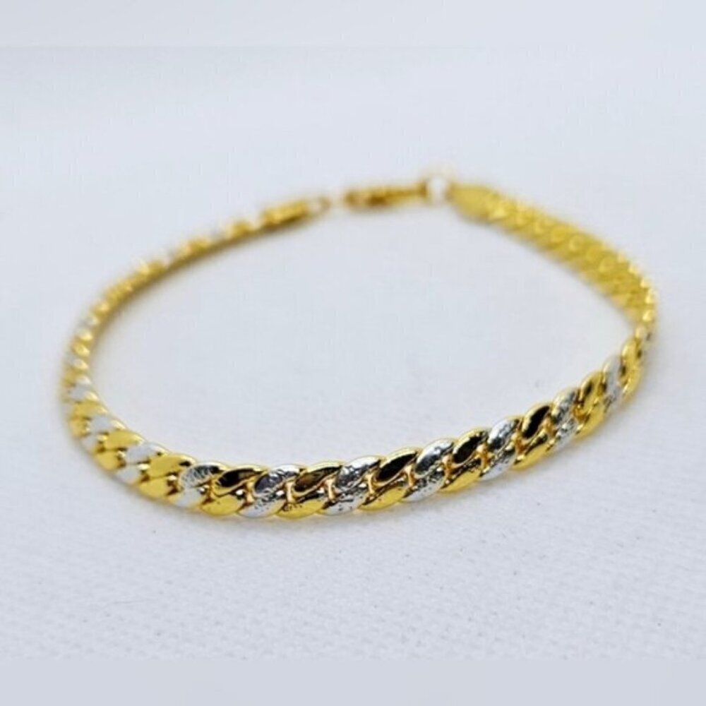 Gold Silver Tone Linked Chain Bracelet Two Tone Classic Jewelry NWT